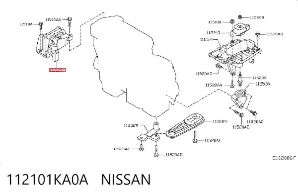 Soporte superior derecho del motor 112101KA0A Nissan/Infiniti