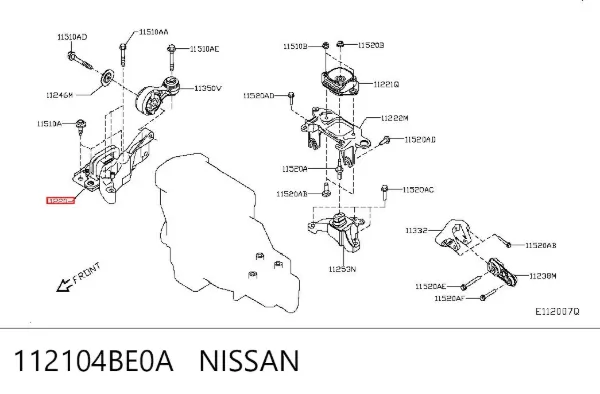 Soporte delantero derecho del motor 112104BE0A Nissan/Infiniti