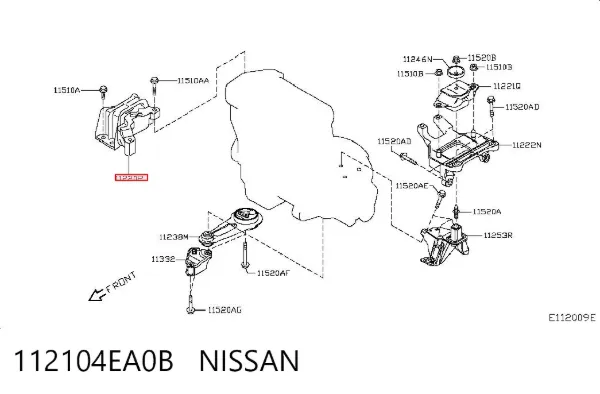 Soporte de motor derecho 112104EA0B Nissan/Infiniti