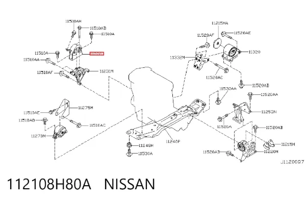 Soporte de motor derecho 112108H80A Nissan/Infiniti