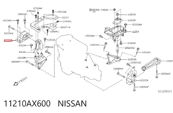 Soporte de motor delantero 11210AX600 Nissan/Infiniti