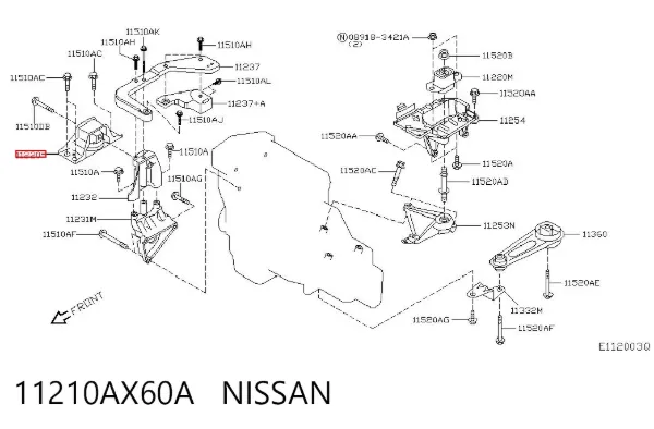 Soporte de motor delantero 11210AX60A Nissan/Infiniti