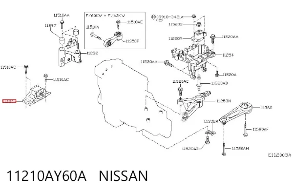 Soporte de motor delantero 11210AY60A Nissan/Infiniti
