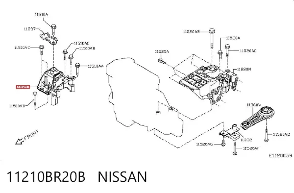 Soporte de motor derecho 11210BR20B Nissan/Infiniti