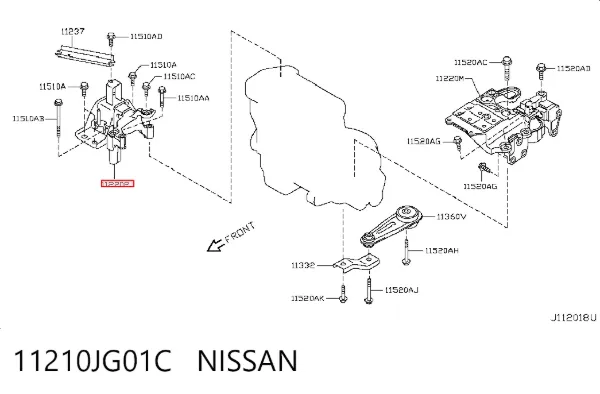 Soporte de motor derecho 11210JG01C Nissan/Infiniti