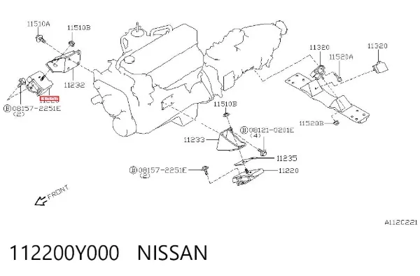 Soporte de motor, Izquierda / Derecha 112200Y000 Nissan/Infiniti