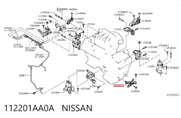 Soporte del soporte izquierdo del motor 112201AA0A Nissan/Infiniti