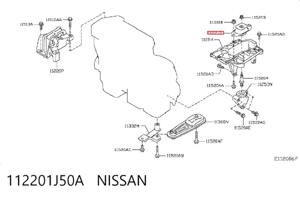 Soporte delantero izquierdo del motor 112201J50A Nissan/Infiniti