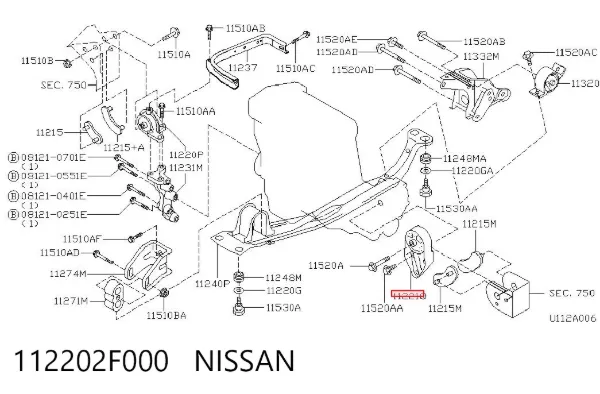 Soporte izquierdo del motor 112202F000 Nissan/Infiniti