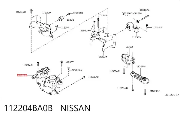 Soporte izquierdo del motor 112204BA0B Nissan/Infiniti