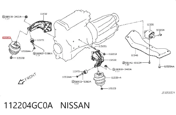 Soporte de motor derecho 112204GC0A Nissan/Infiniti