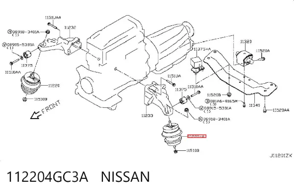 Soporte de motor derecho 112204GC3A Nissan/Infiniti