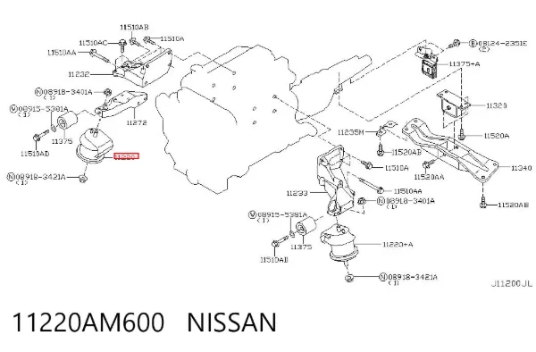Soporte de motor, Izquierda / Derecha 11220AM600 Nissan/Infiniti