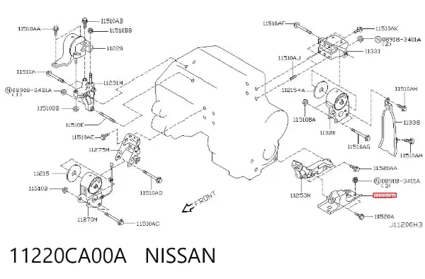 Soporte izquierdo del motor 11220CA00A Nissan/Infiniti