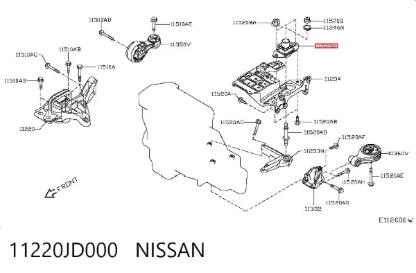 Soporte de motor trasero izquierdo 11220JD000 Nissan/Infiniti