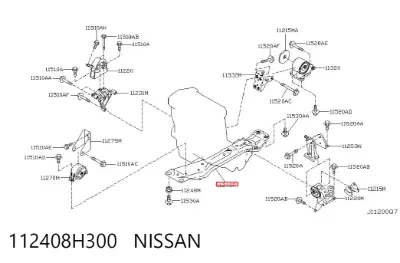 Viga de soporte del motor NISSAN 112408H300
