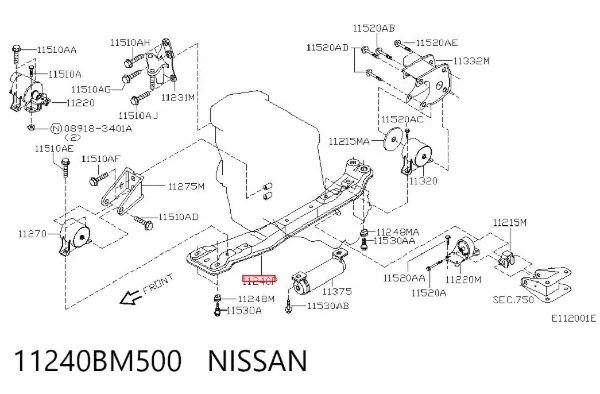 Viga de soporte del motor 11240BM500 Nissan/Infiniti