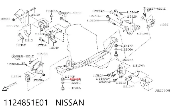 Buje de la viga longitudinal delantera del motor 1124851E01 Nissan/Infiniti