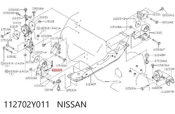 Soporte de motor delantero 112702Y011 Nissan/Infiniti