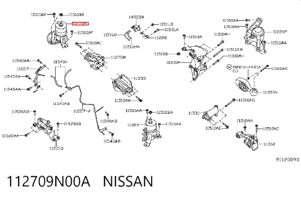 Soporte de motor delantero 112709N00A Nissan/Infiniti