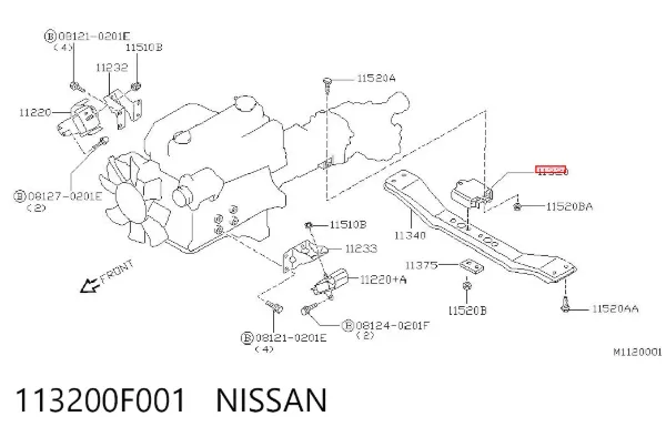 Taco de caja de cambios 113200F001 Nissan/Infiniti