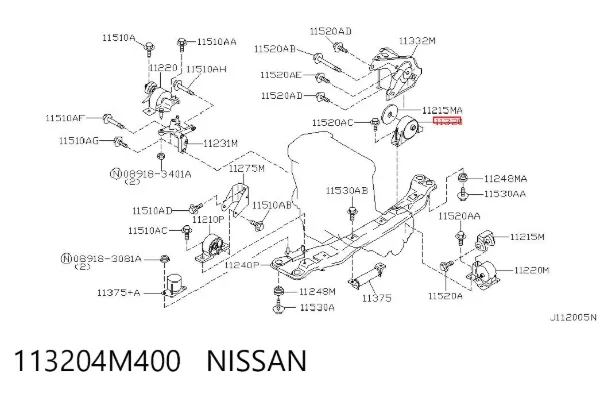Soporte de motor trasero 113204M400 Nissan/Infiniti