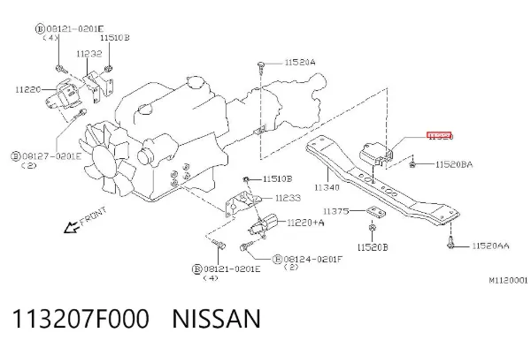 Taco de caja de cambios 113207F000 Nissan/Infiniti