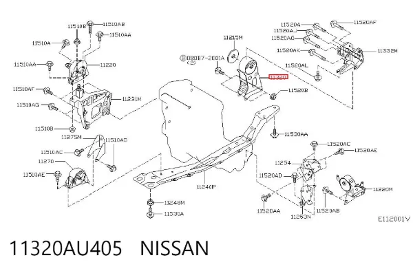 Soporte de motor trasero 11320AU405 Nissan/Infiniti