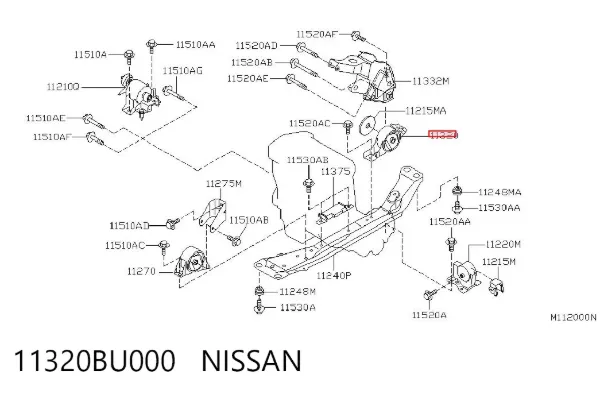 Soporte de motor trasero 11320BU000 Nissan/Infiniti