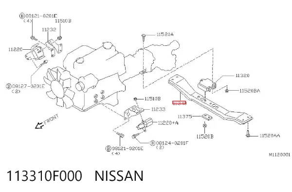 Soporte de la caja de cambios 113310F000 Nissan/Infiniti