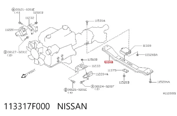Soporte de la caja de cambios 113317F000 Nissan/Infiniti