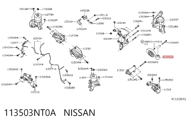 Soporte superior del motor 113503NT0A Nissan/Infiniti