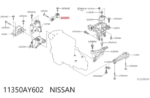 Soporte de motor trasero 11350AY602 Nissan/Infiniti