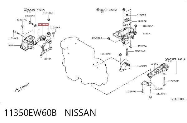 Soporte derecho trasero del motor 11350EW60B Nissan/Infiniti
