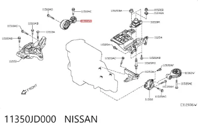 Soporte de motor derecho NISSAN 11350JD000