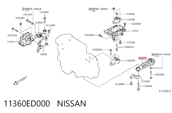 Soporte inferior izquierdo del motor 11360ED000 Nissan/Infiniti