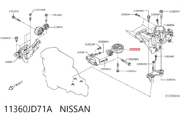 Soporte de motor trasero 11360JD71A Nissan/Infiniti