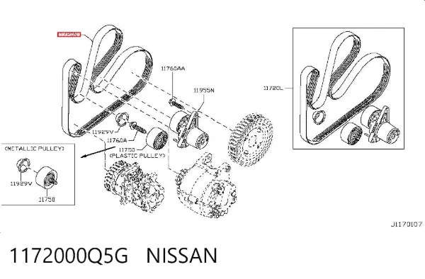 Correa de alternador 1172000Q5G Nissan/Infiniti