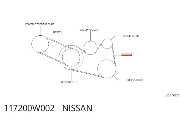 Correa de alternador 117200W002 Nissan/Infiniti