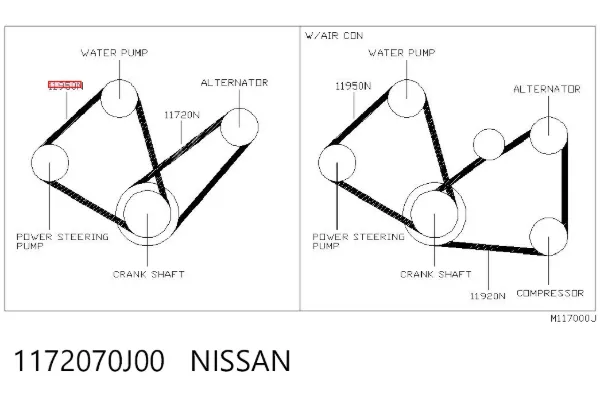 Correa de alternador 1172070J00 Nissan/Infiniti