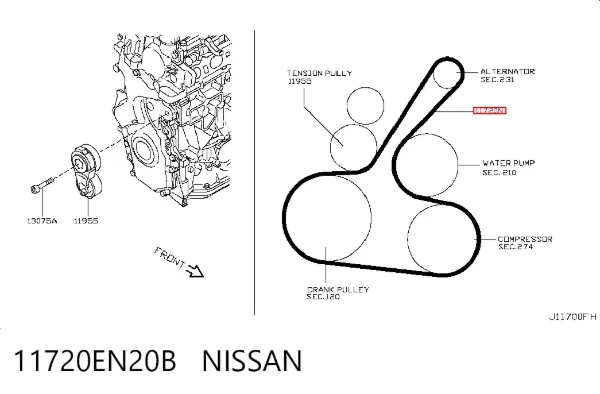 Correa de alternador 11720EN20B Nissan/Infiniti