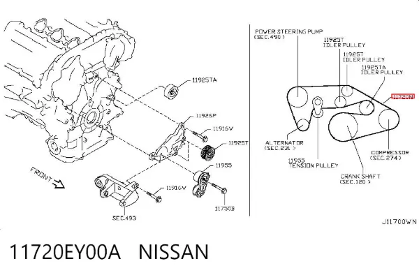 Correa de alternador 11720EY00A Nissan/Infiniti