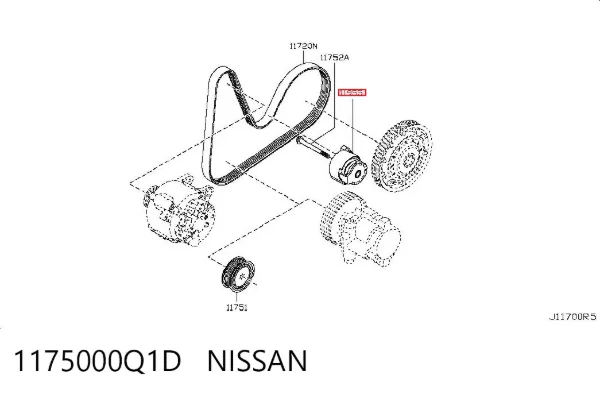 Tensor de correa poli V 1175000Q1D Nissan/Infiniti