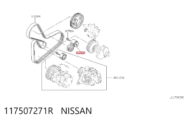 Tensor de correa poli V 117507271R Nissan/Infiniti
