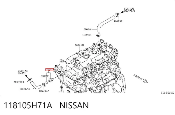 Válvula PCV 118105H71A Nissan/Infiniti