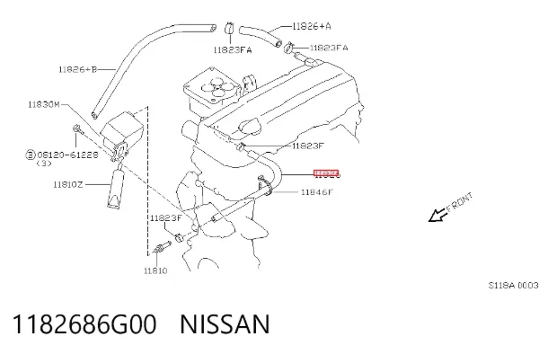 Tubo de ventilación del cárter 1182686G00 Nissan/Infiniti