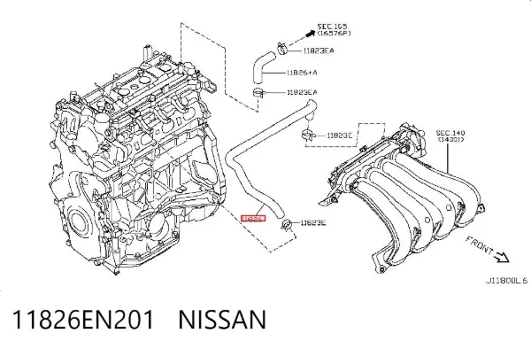 Tubo de ventilación del cárter 11826EN201 Nissan/Infiniti