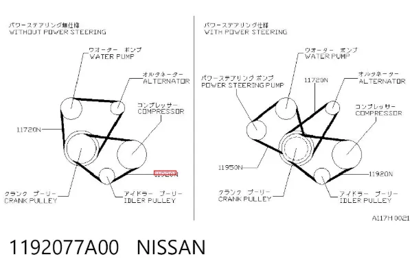 Correa de alternador 1192077A00 Nissan/Infiniti