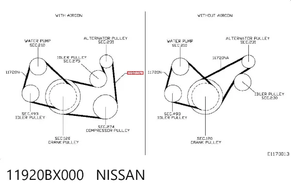 Correa de alternador 11920BX000 Nissan/Infiniti