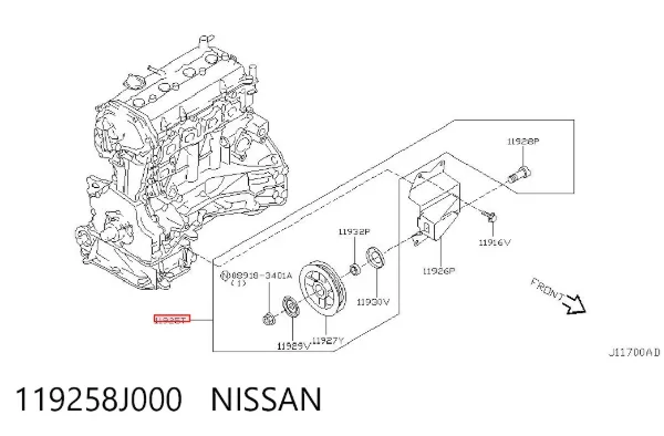 Polea inversión / guía, correa poli V Nissan Altima L31